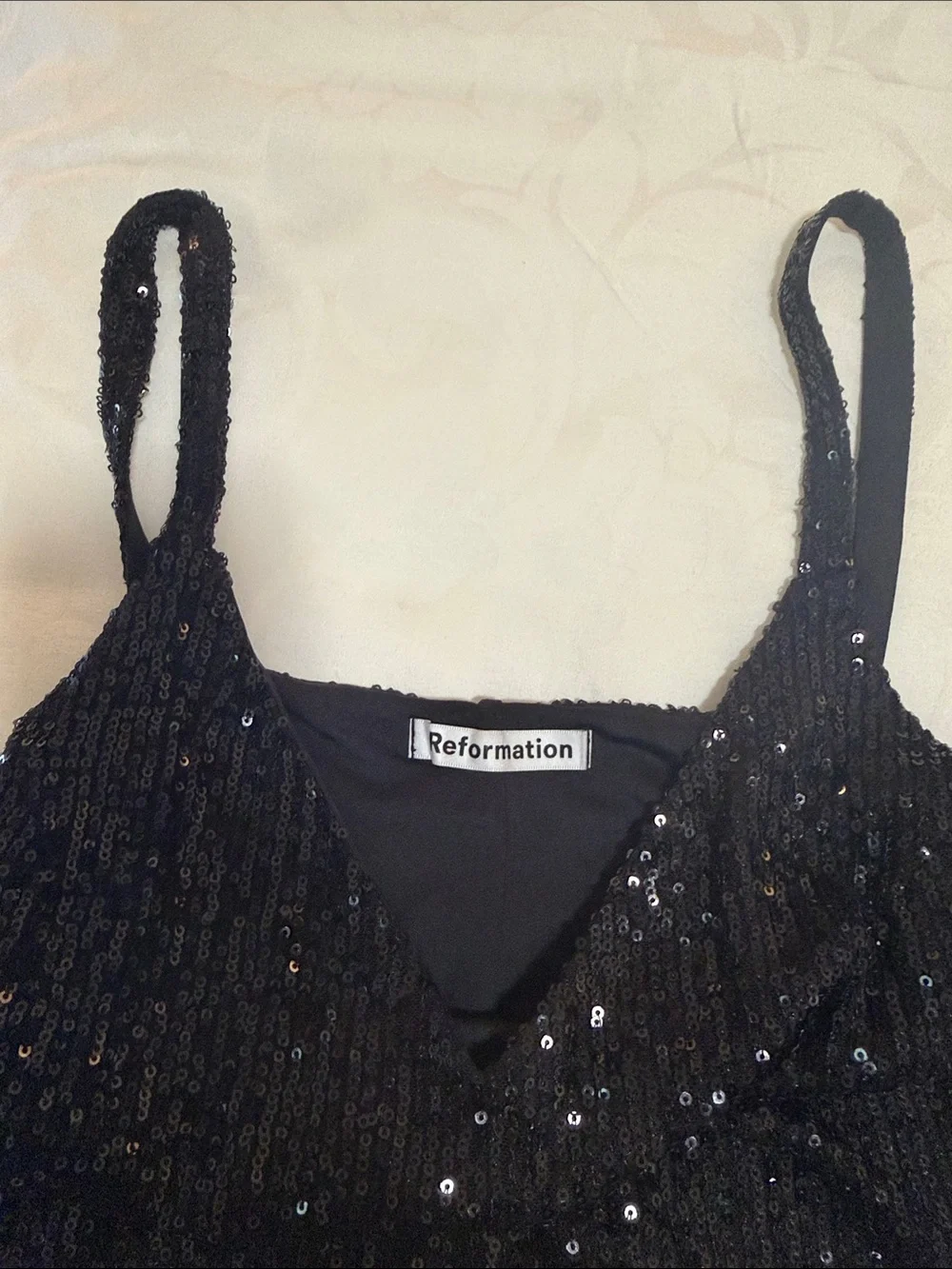 Reformation Black Sequin Mini Slip Dress - Picture 2 of 4